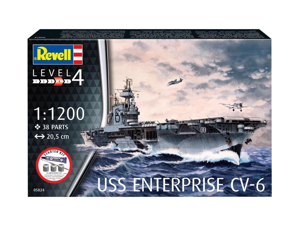 Revell 1/1200 USS Enterprise CV-6 Plastic Model Kit w/Paints, Glue & Brush
