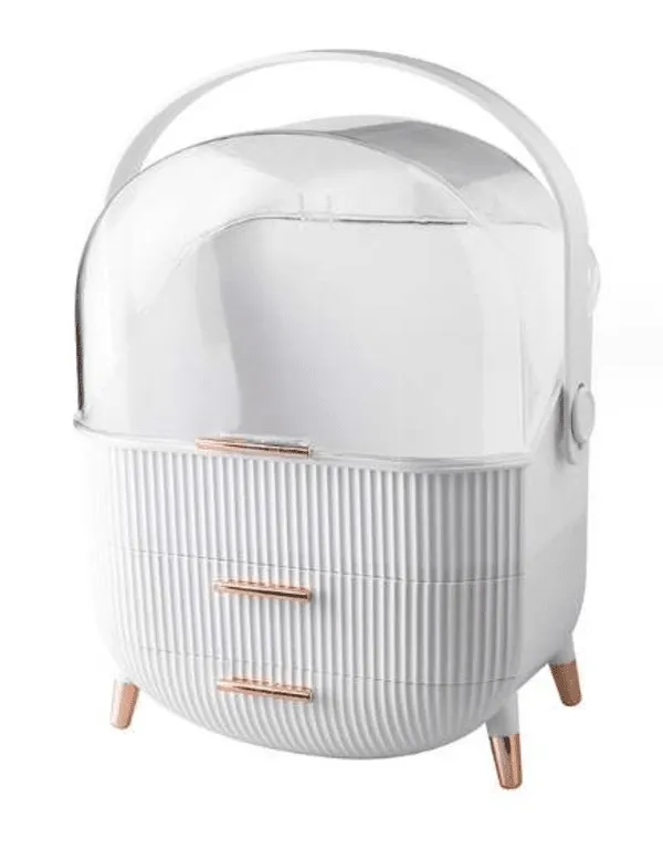 Makeup Case, Storage and Organiser - White, Gold