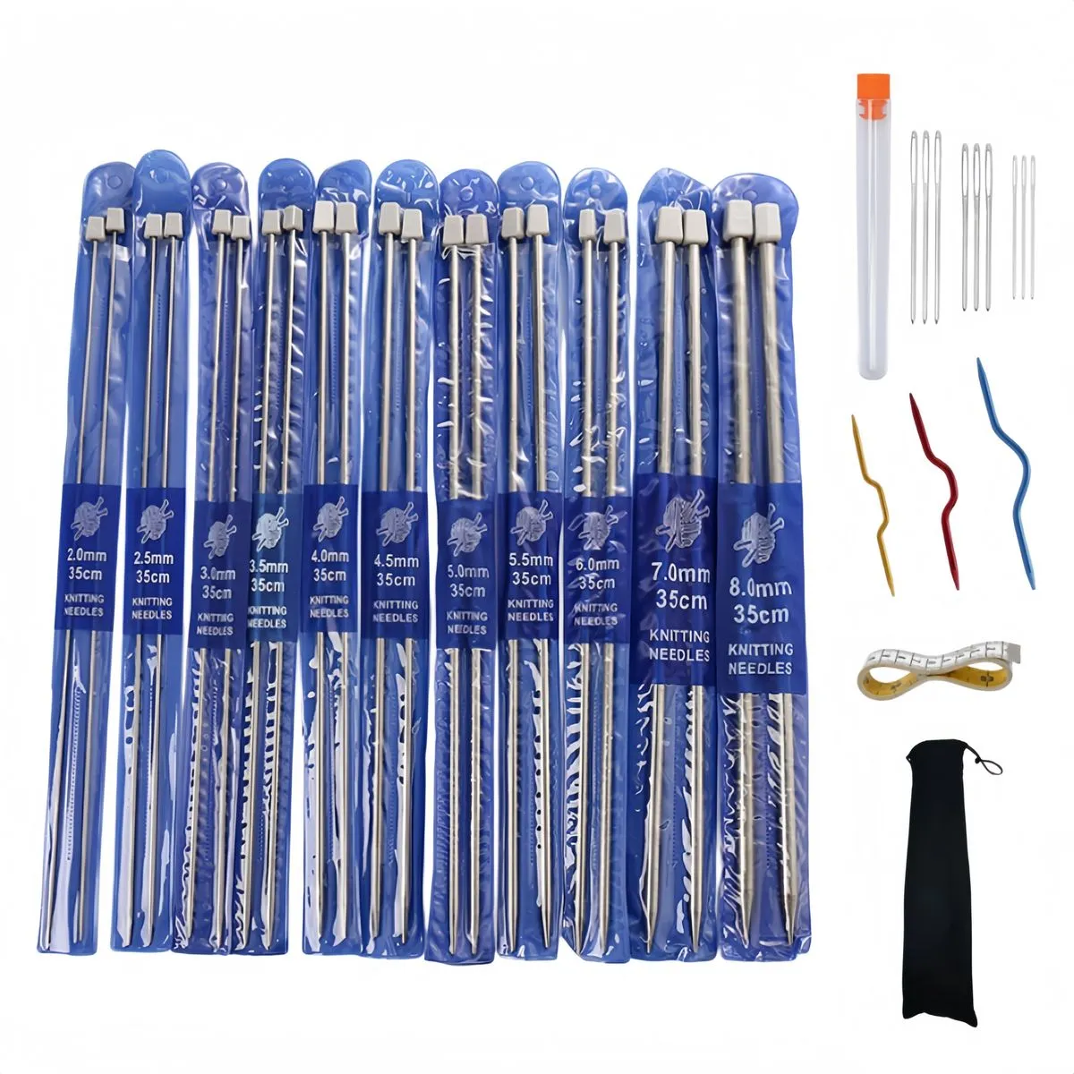 11 Sizes 35cm Knitting Needles Set with Cable & Sewing Needles