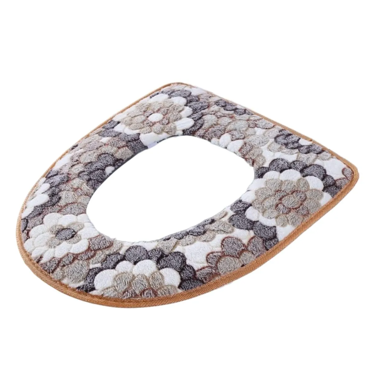 Cushioned Floral Toilet Seat Cover Universal Fit - Floral Brown