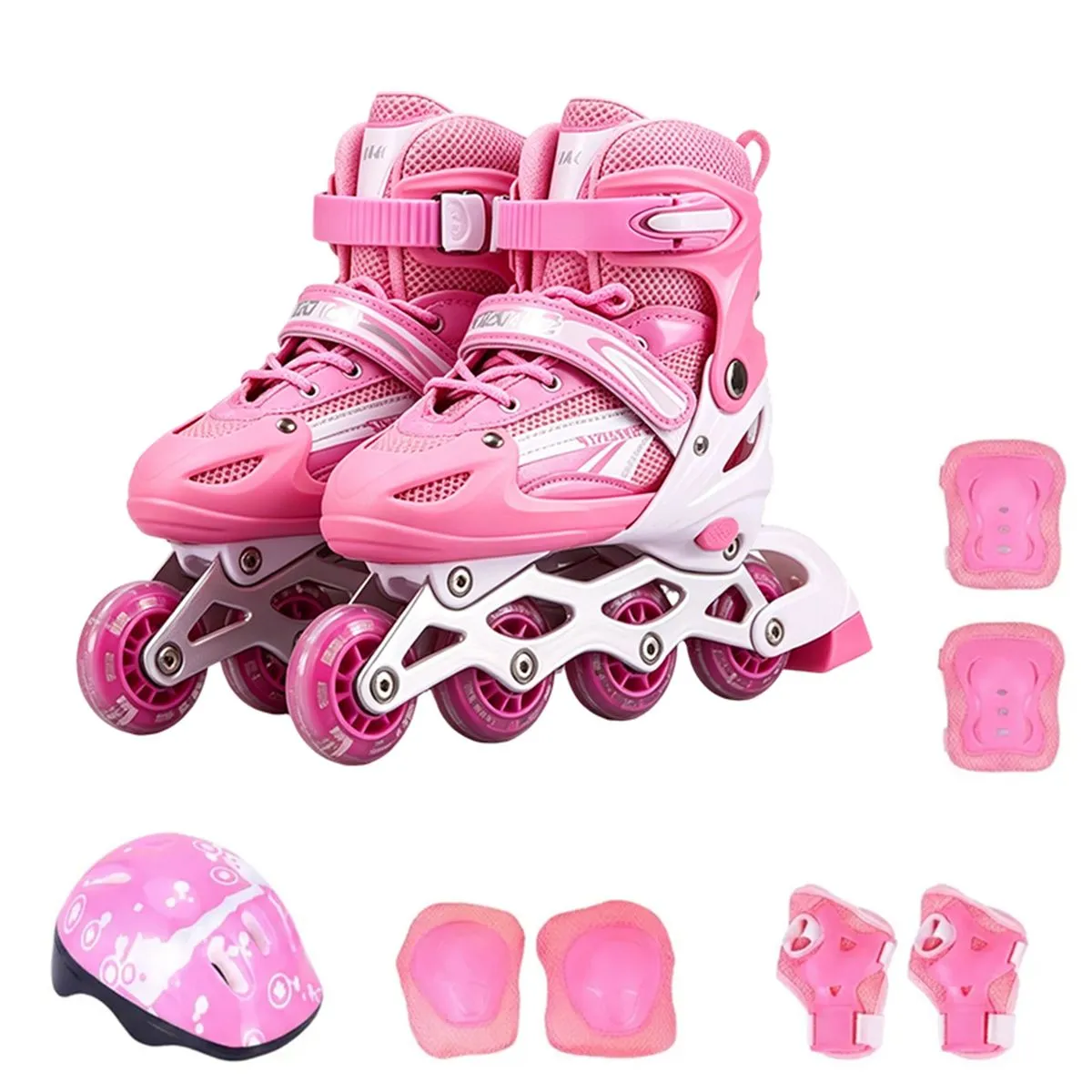 Kids Inline Roller Skates Adjustable Size with Illuminating Wheels Outdoor