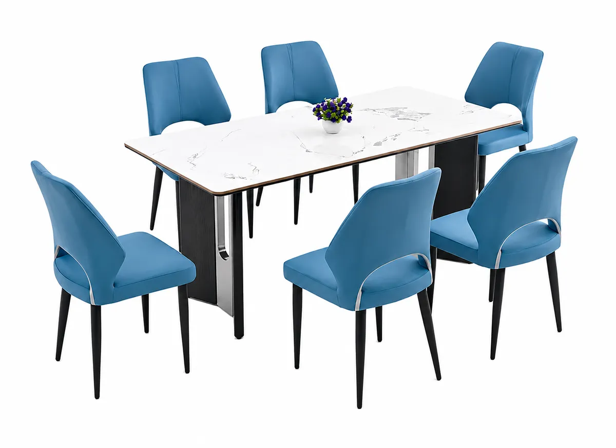 Modern 6 Seater Marble Dining Set