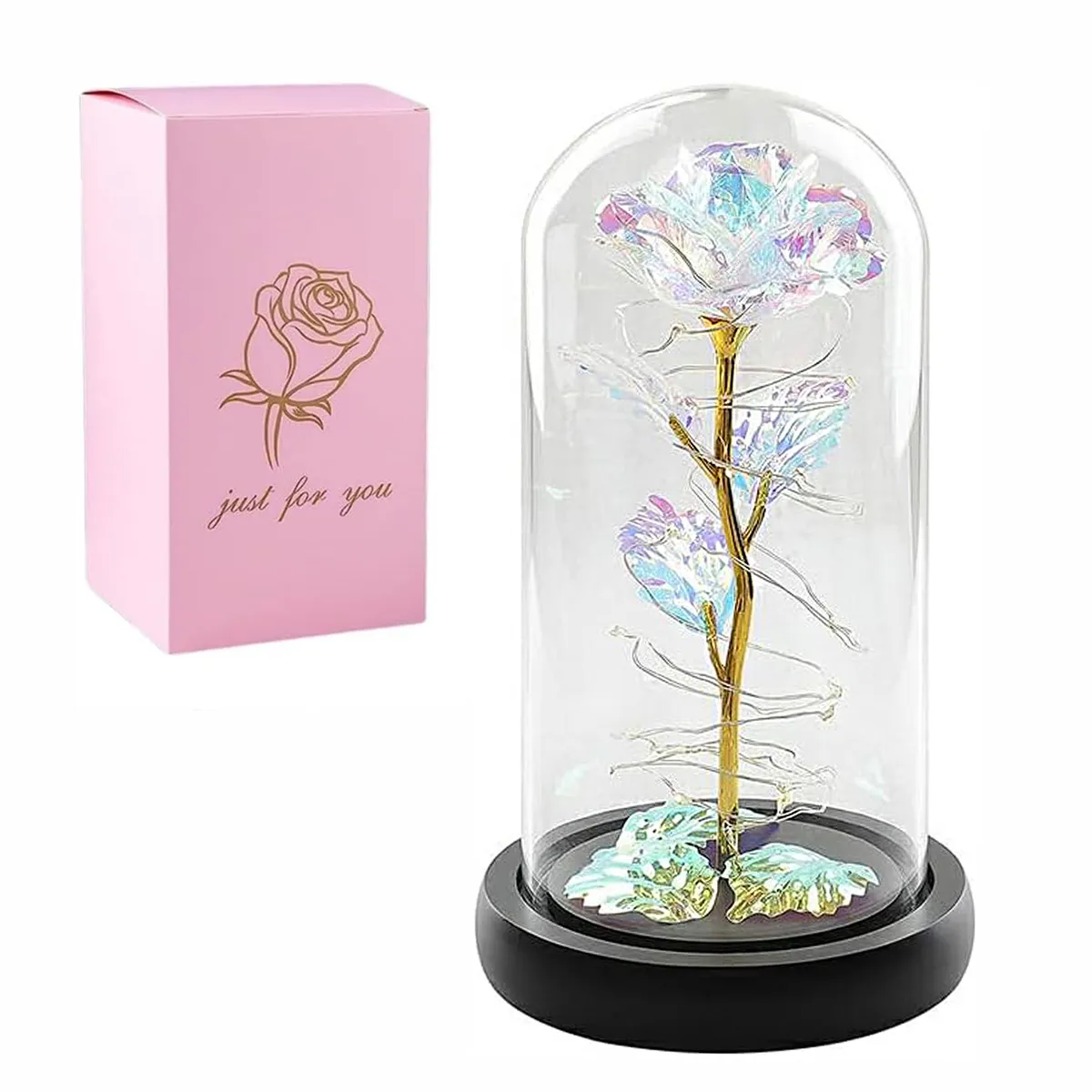 Rose Flower Artificial Flower Rose Lamp Eternal Rose Forever Rose Gift - Pink
