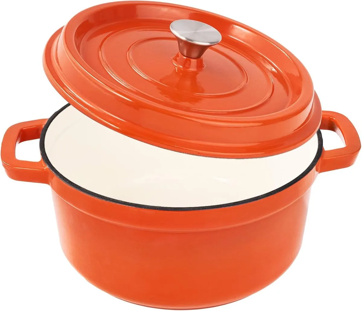 Classic Cast Iron Stew Pot With Lid 28CM - G1462 - Orange