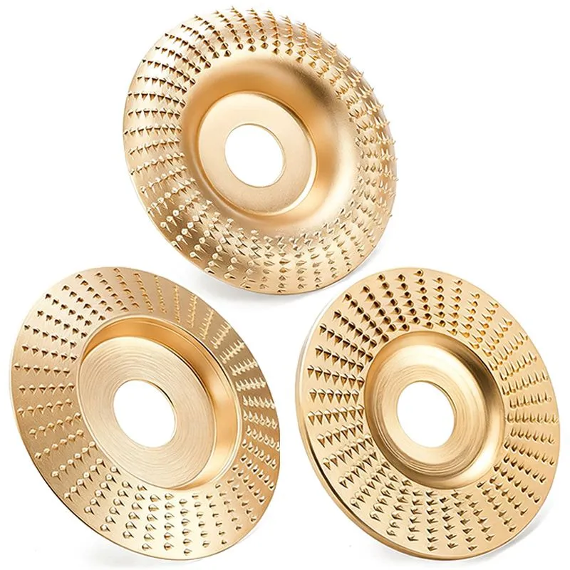 3Piece Wood Carving Disc for Angle Grinder Wood Shaping Tool 16mm Inner Dia - Gold