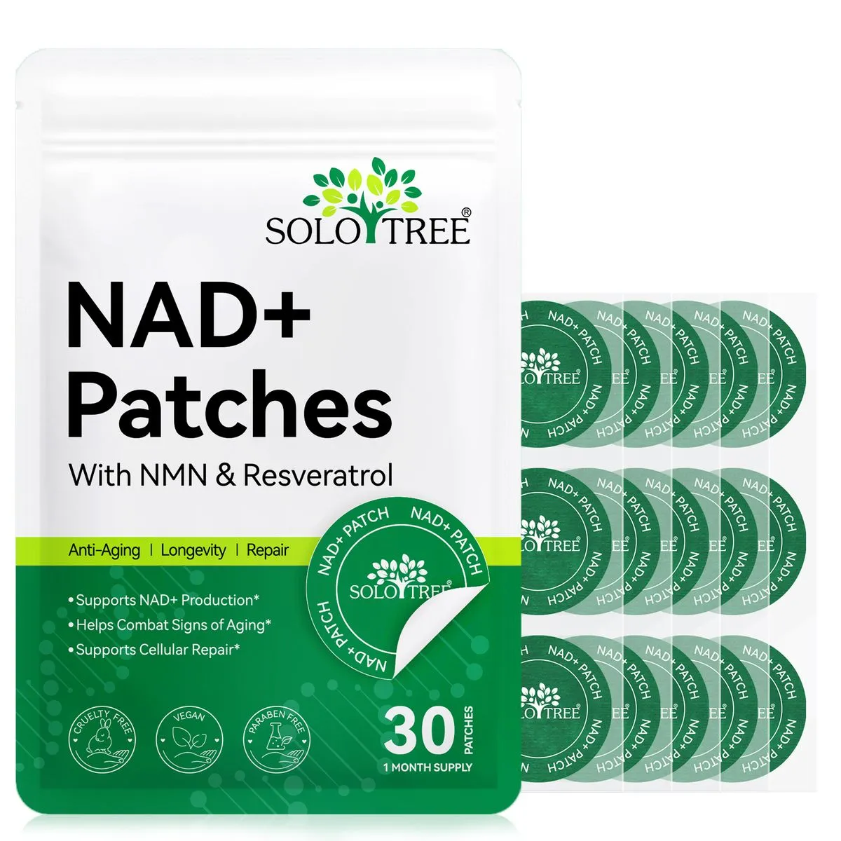 SOLOTREE NAD+ Patches with NMN and Resveratrol 30P