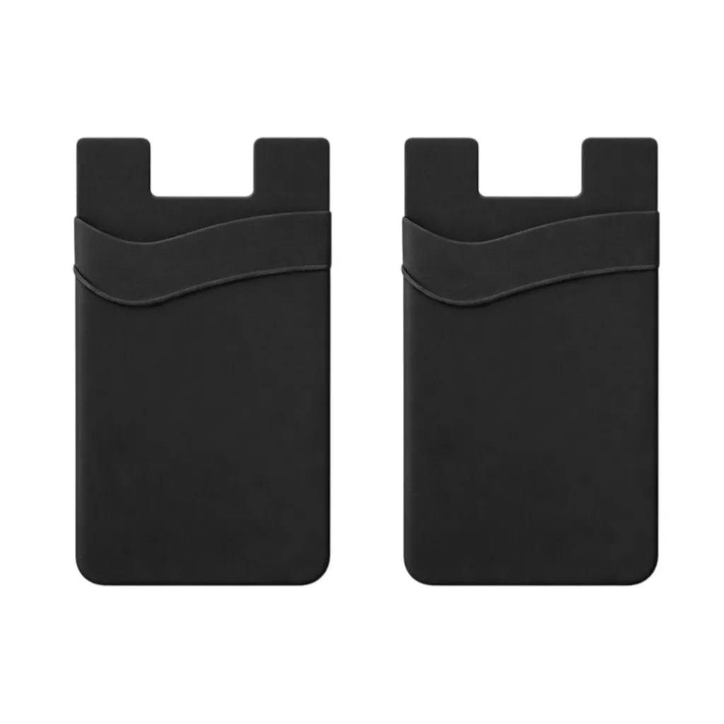 2 Pack - Silicone Phone Card Holder Compatible With Smartphones - Black