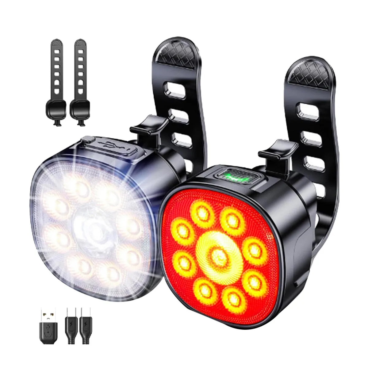 Bike Lights [4+6 Modes] Usb Rechargeable Bike Lights Front & Back