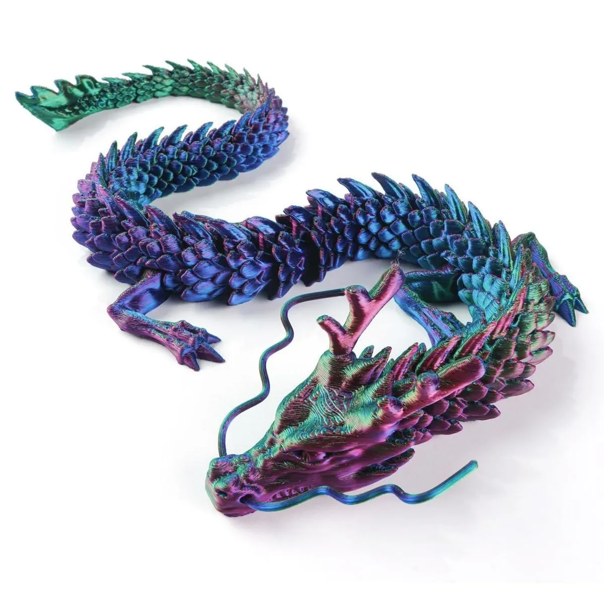 60cm Long 3D Printed Dragon,Articulated Chinese Dragon Toys 3D Decor - Dazzling color