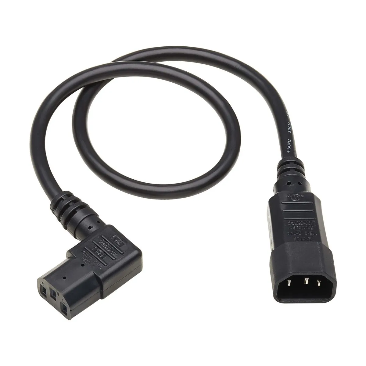 Right Angle Power Extension Cord C13 to C14 (Printers, Monitors &PC) - 1.8m