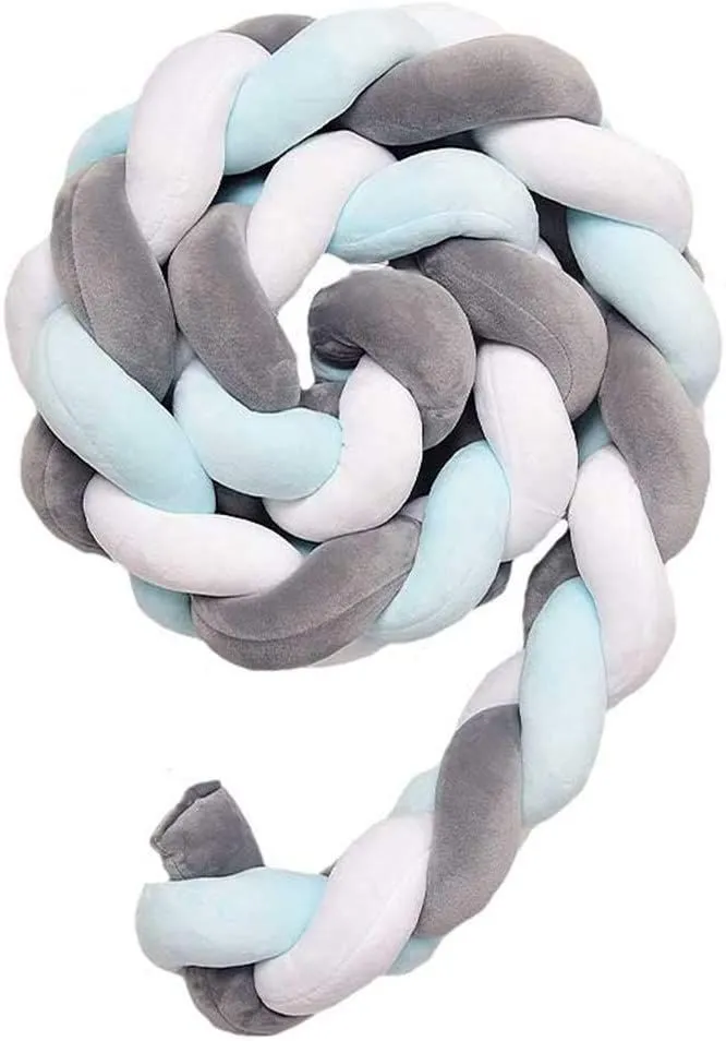 Totland Braided Crib Bumper/ Cot Bed Protector - Blue Mix