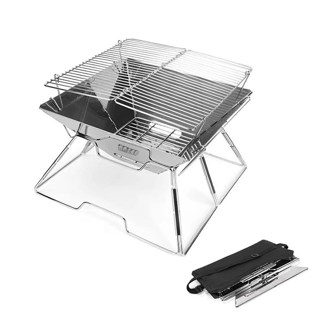 Foldable Stainless Steel Braai Grill with Carry Bag BBQ Stand - 32x32x22cm