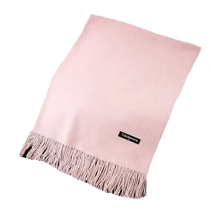 Unisex Shawl/Scarf Cashmere with Tassels - Pink
