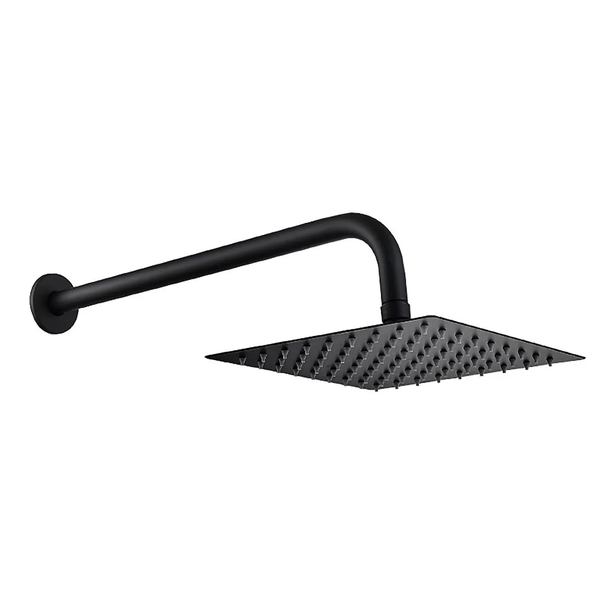 High-Pressure Ultra-Thin Rainfall Shower Head - 20cm Square - Attached shower arm