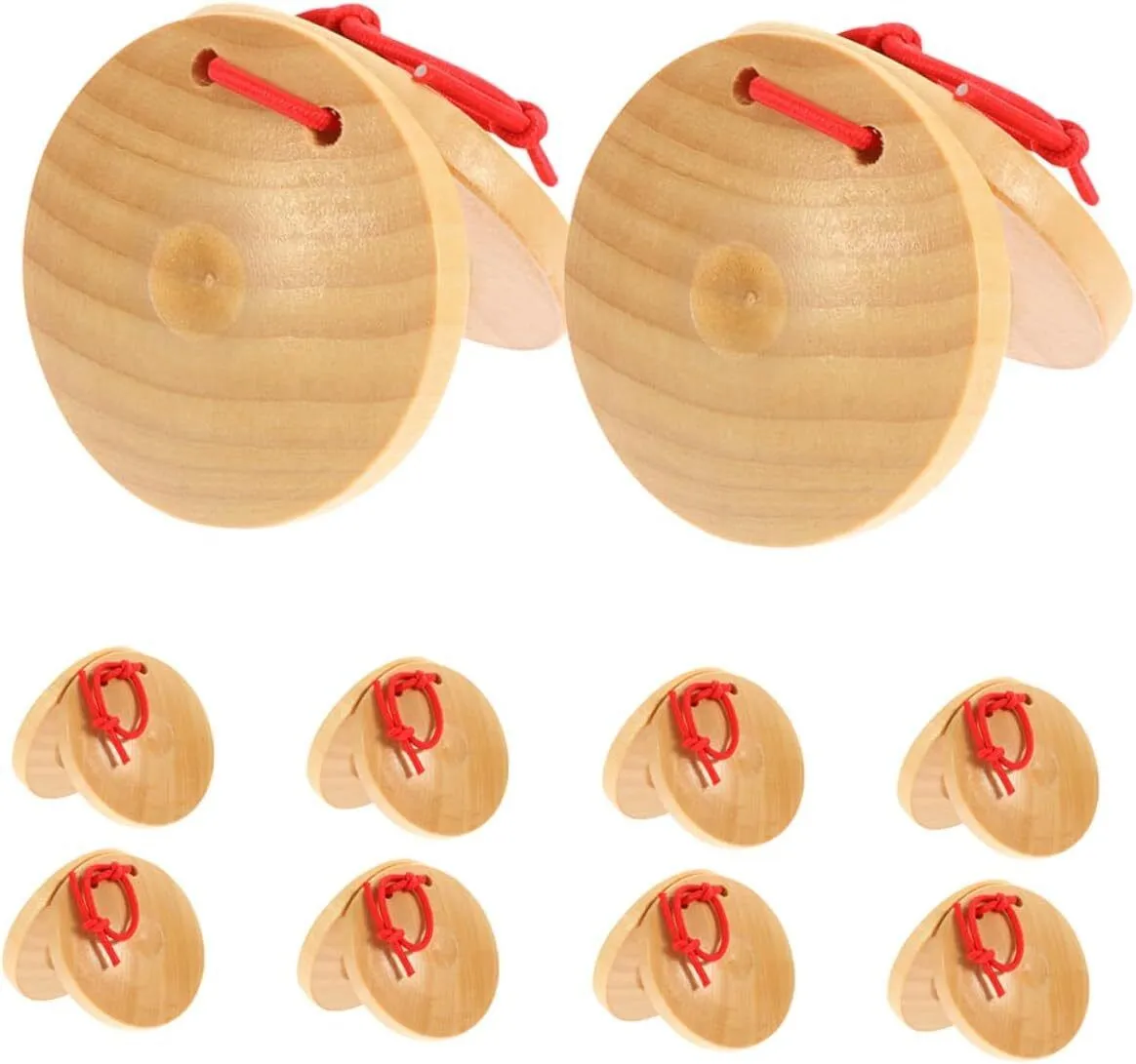 10Pcs Wooden Finger Castanets for Handheld Percussion Instruments