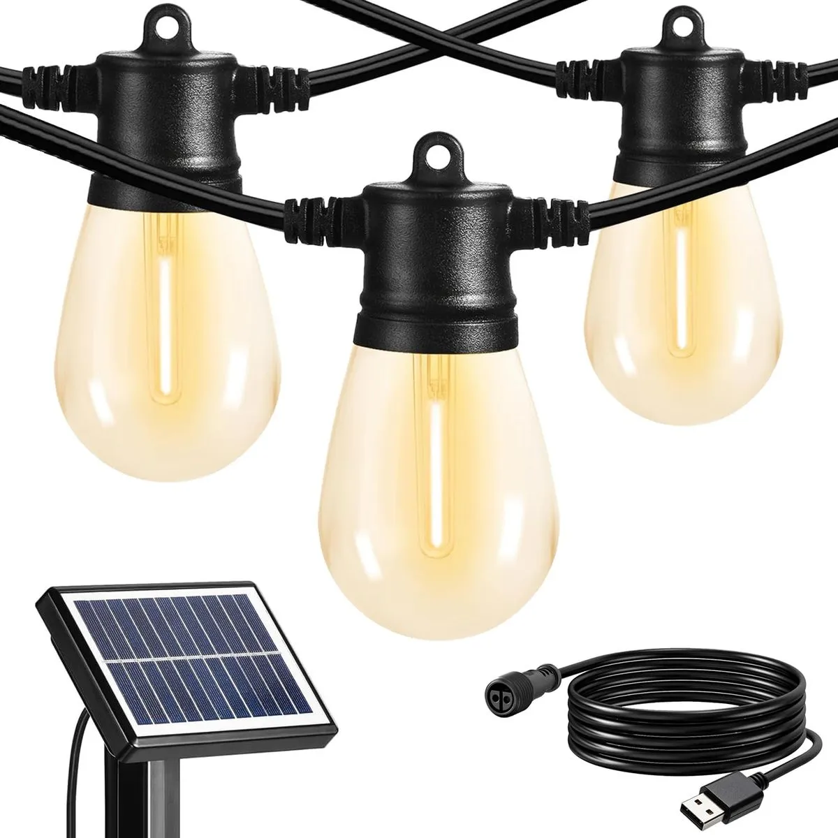 Outdoor Solar String Lights, Waterproof&Shatterproof Solar Powered Bulbs