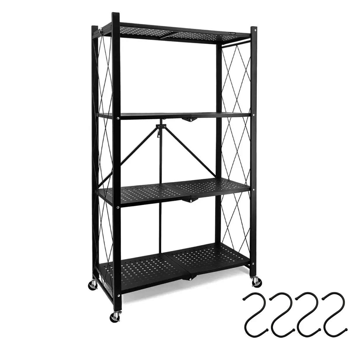 4 Tier Metal Shelves Units Garage Kitchen Storage Rack Trolley,126m