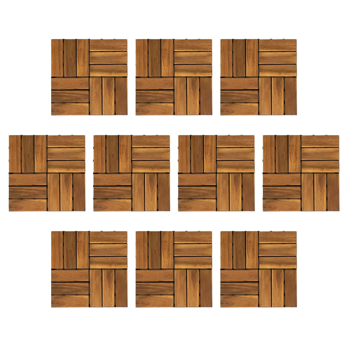 10Piece Wooden Interlocking Deck Tiles Patio Floor Wood Tiles for Backyard