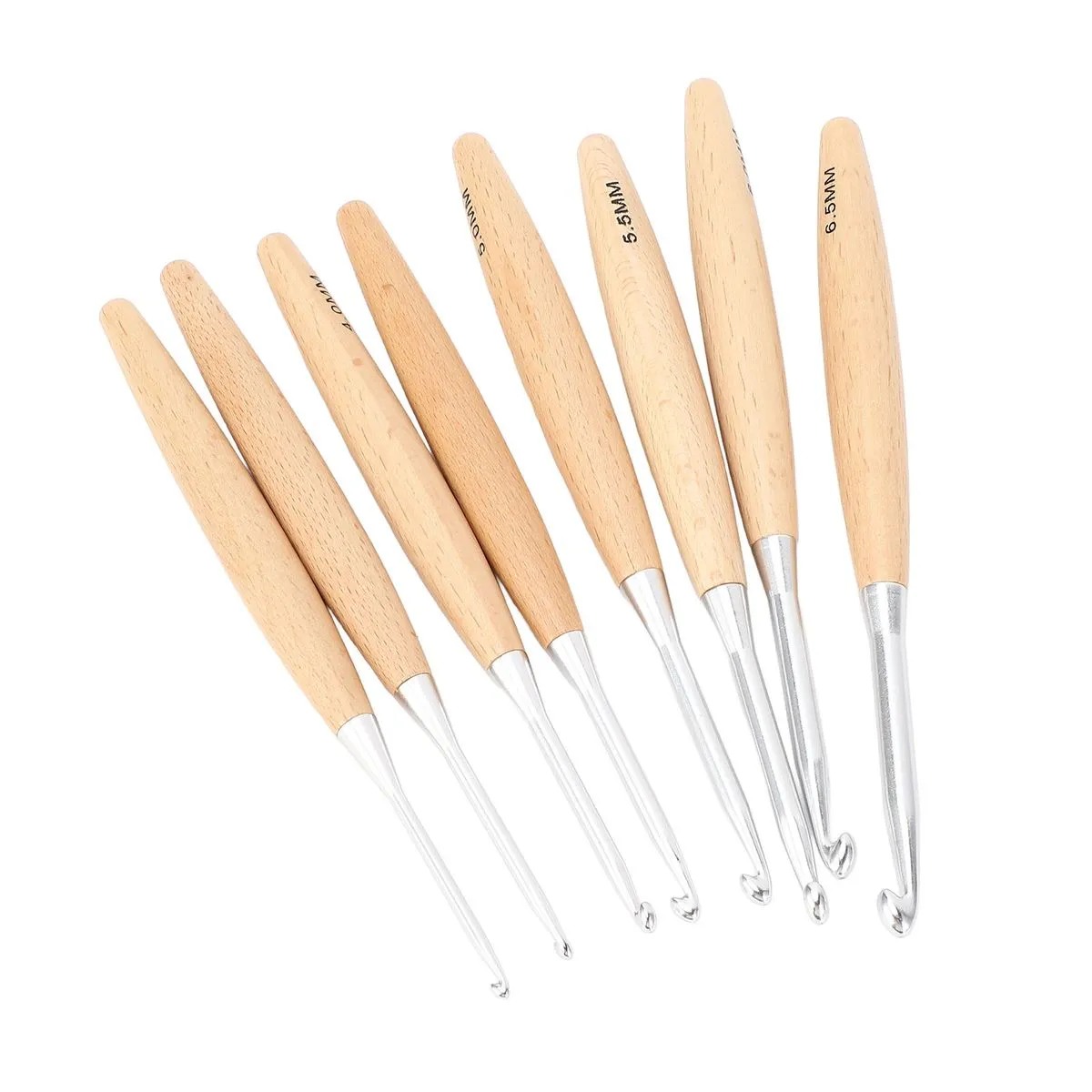 Wood Crochet Hooks Set 8Pcs