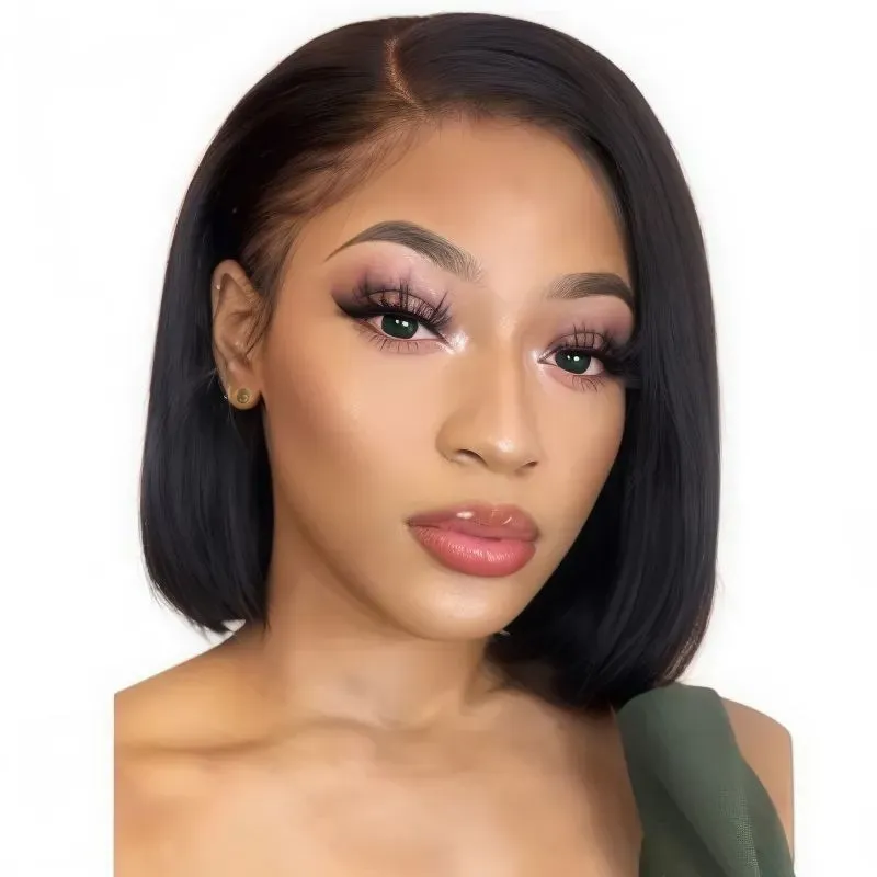 8In Brazilian Hair Short Bob Wigs13x4 Lace Frontal Glueless Wig-Bresilienne