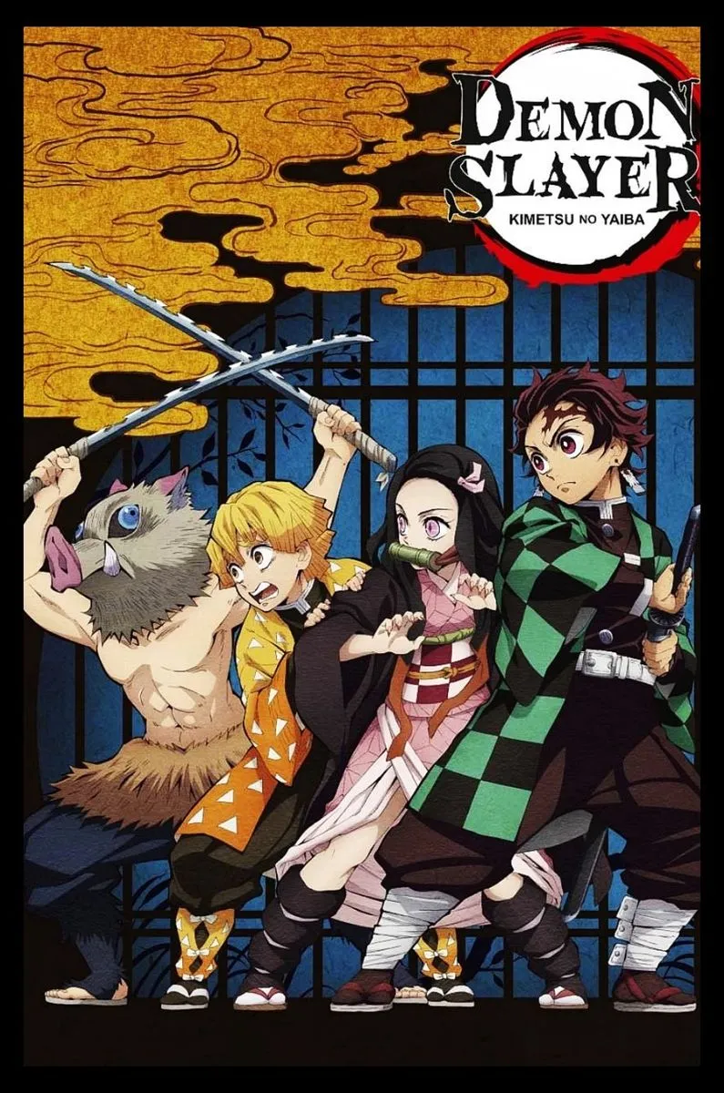 Demon Slayer (House of Drums) Poster with Black Frame