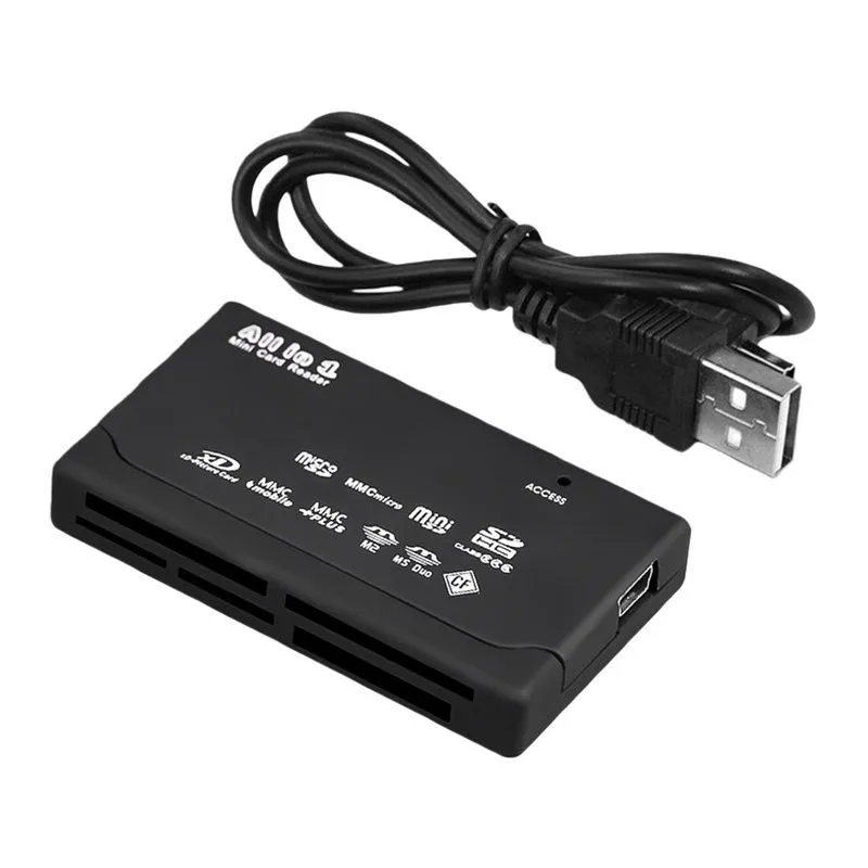 6-in-1 SD Card Reader USB 2.0 Compatible with Camera Laptop - Black