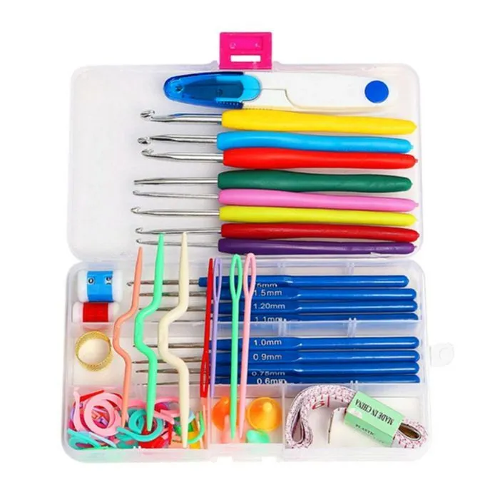 53pcs Crochet Hooks Needle Set DIY Knitting Needlework Arts Craft Tools