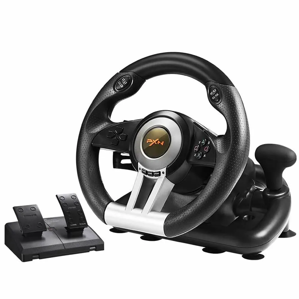 USB Racing Gaming Steering Wheel And Gear, Pedal Set - PXN-V3 pro
