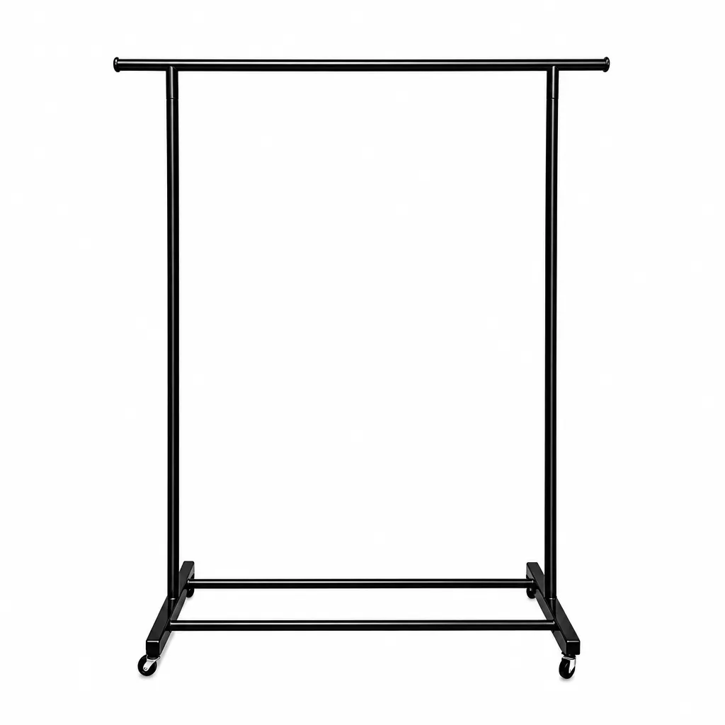 Heavy Duty Black Metal Rolling Garment Rack with Wheels
