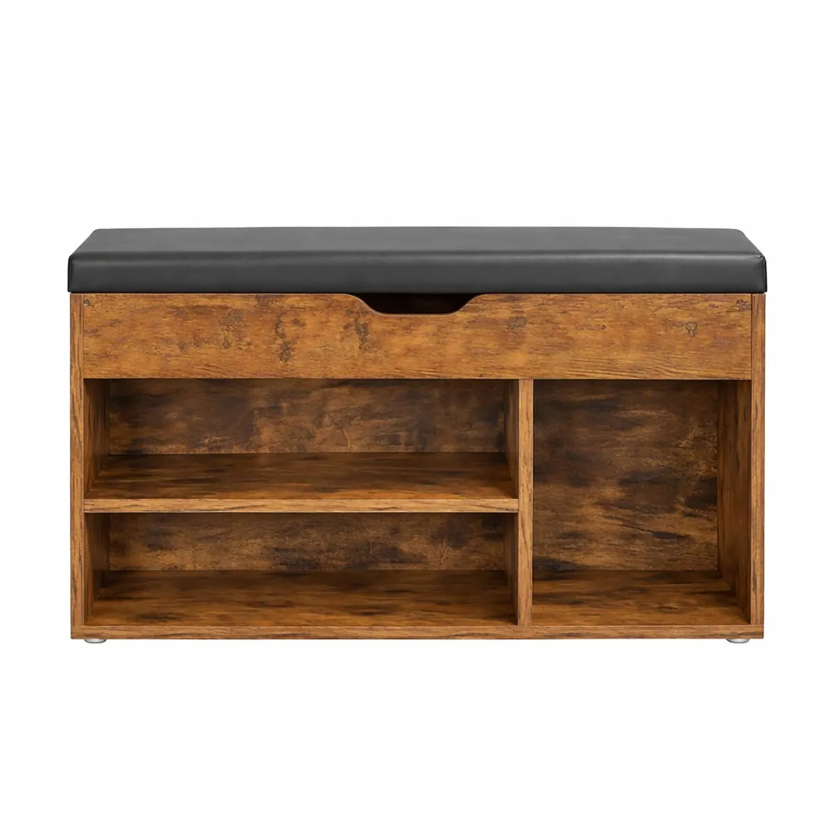 LAZAVA 3-in-1 Storage Ottoman Shoe Bench Lift Lid Rustic Brown