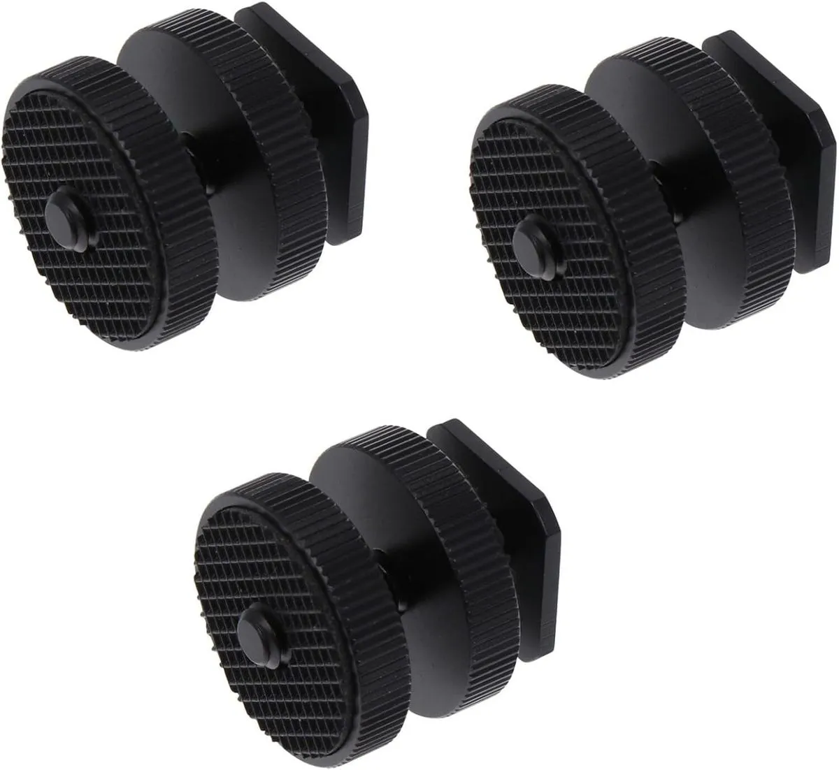 Metal Double-Layer Cold Shoe Flash Adapter with 1/4 Inch Tripod Screw for