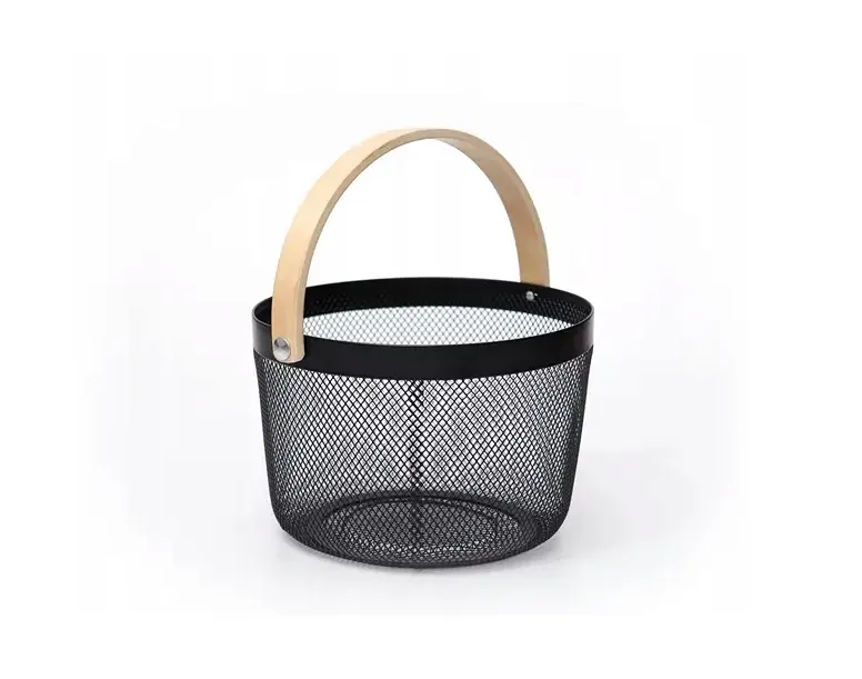 Round Mesh Metal Storage Basket - Black
