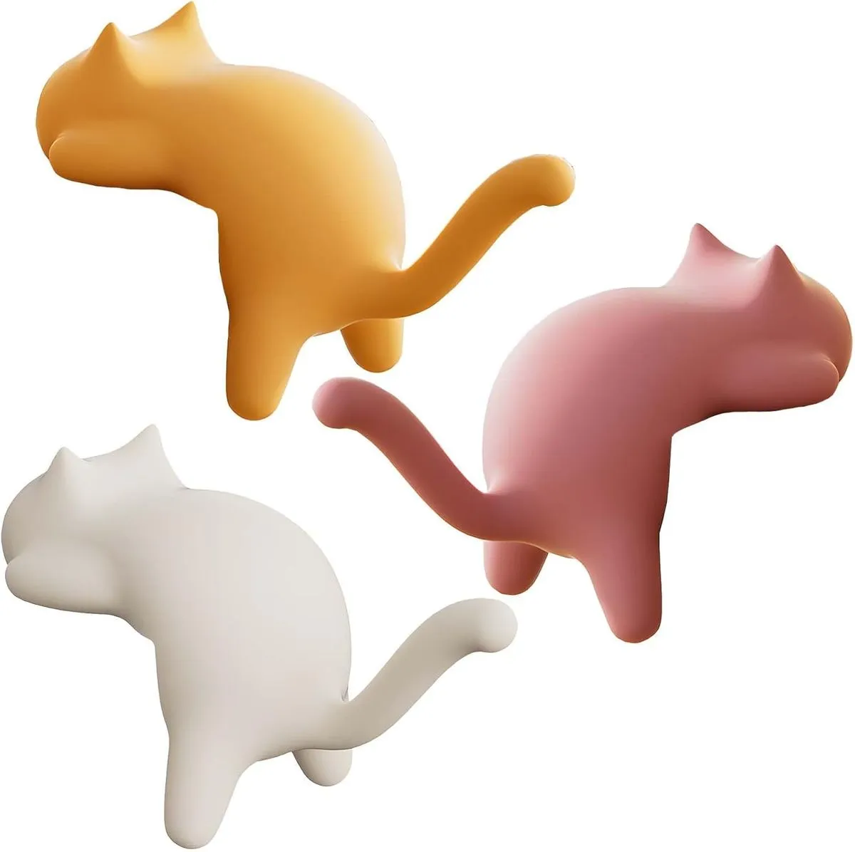 3 Pack Cat Desk Edge Hook, No-Drill Tabletop Hanger (Yellow+Pink+White)