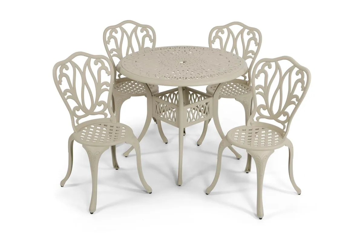 5-Piece Lisa Outdoor Aluminium Patio Set - 4 Seater Garden Table and Chairs - Sand