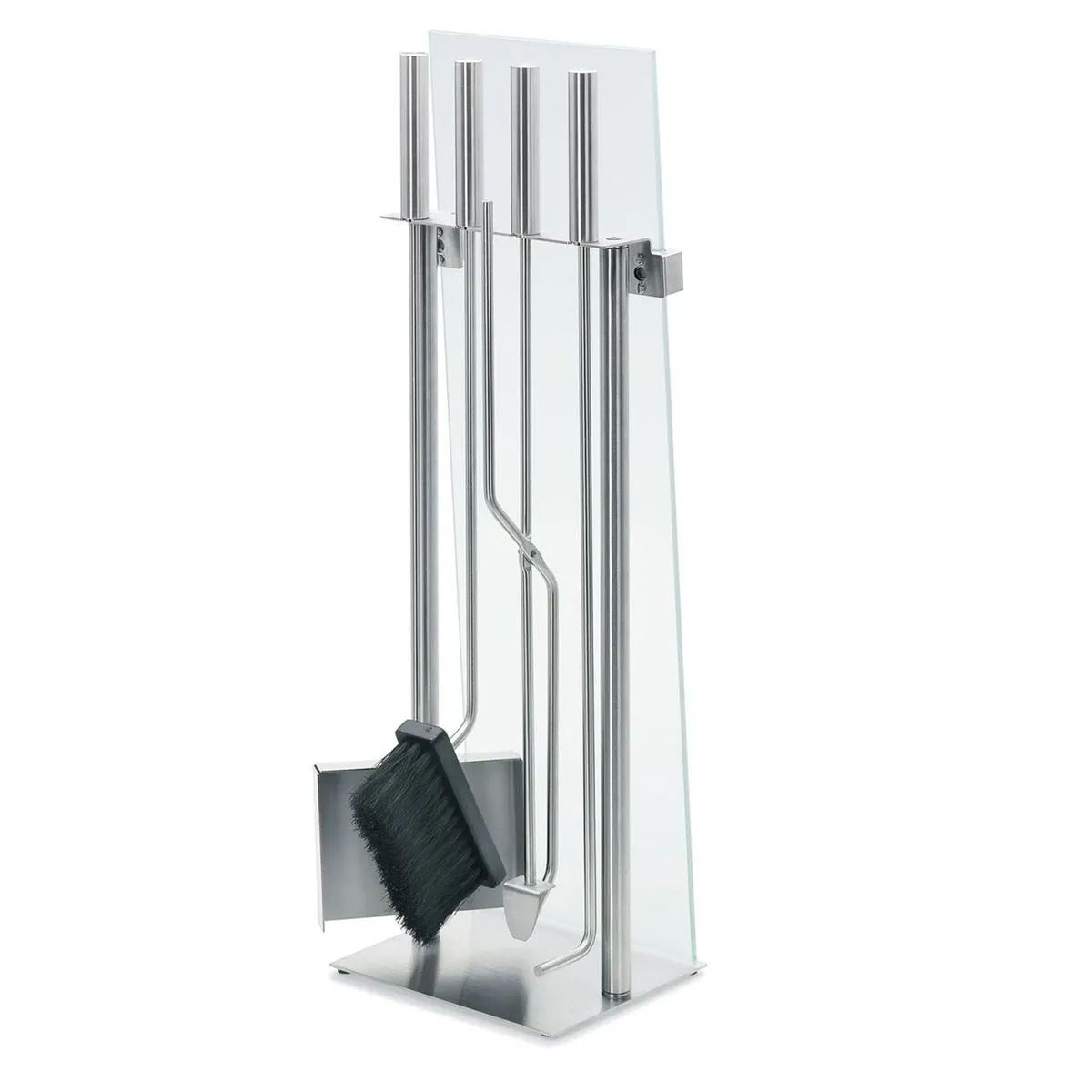 Blomus Fireplace Tool Set: Stainless-Steel with Glass Holder Chimo 5 Piece