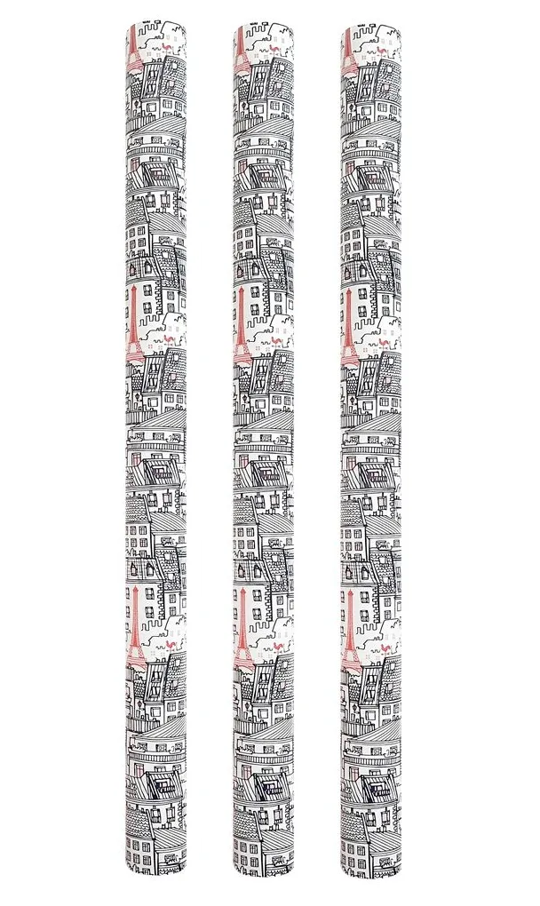 Clairefontein French Scenery Gift Wrapping Paper - 3 Rolls - Each 2m x 0.7m