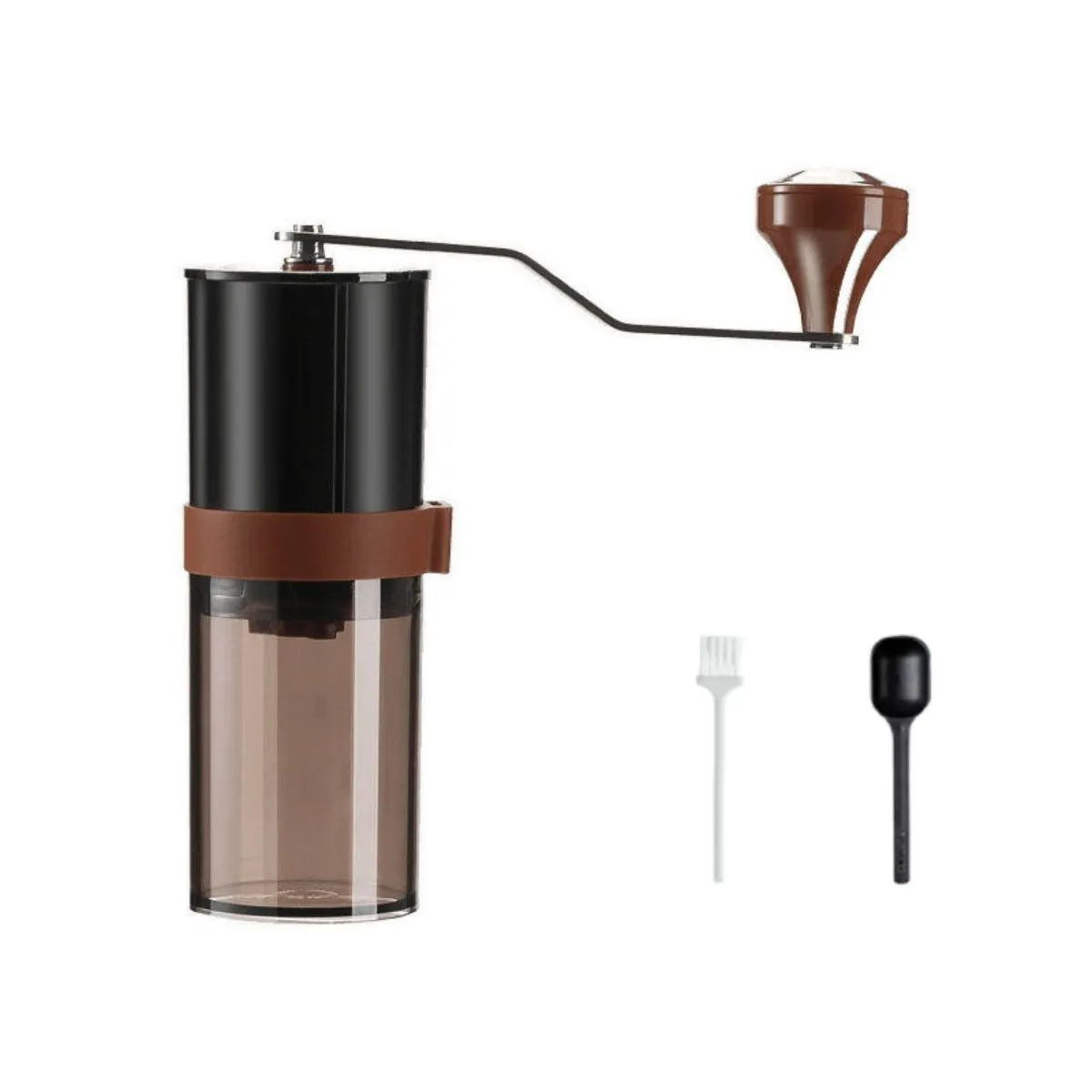 Portable Manual Coffee Grinder, Adjustable Ceramic Burr Mill - Brown