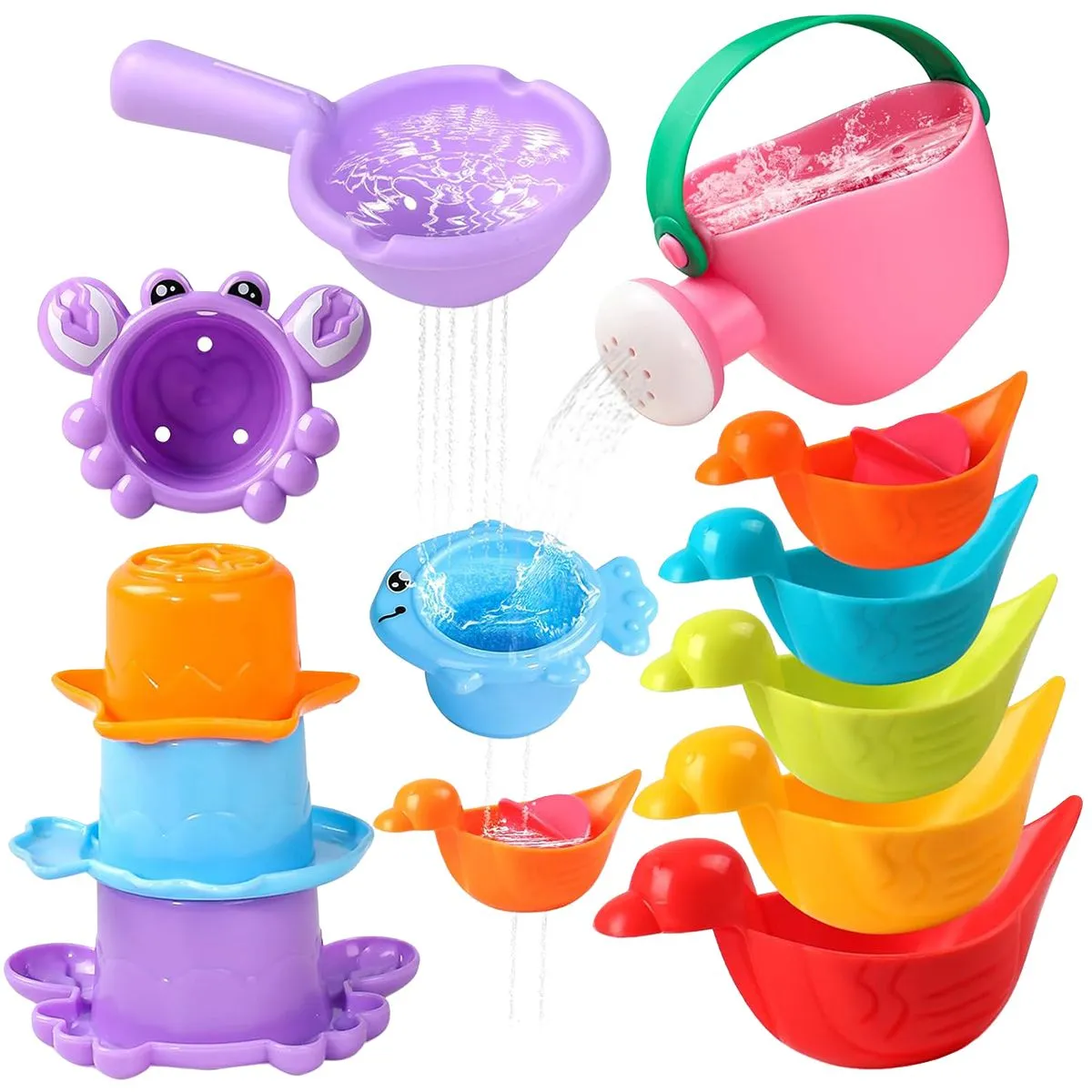 10 Pieces Baby Bath Toys Bathtub Sand Pool Water Toy for Kids