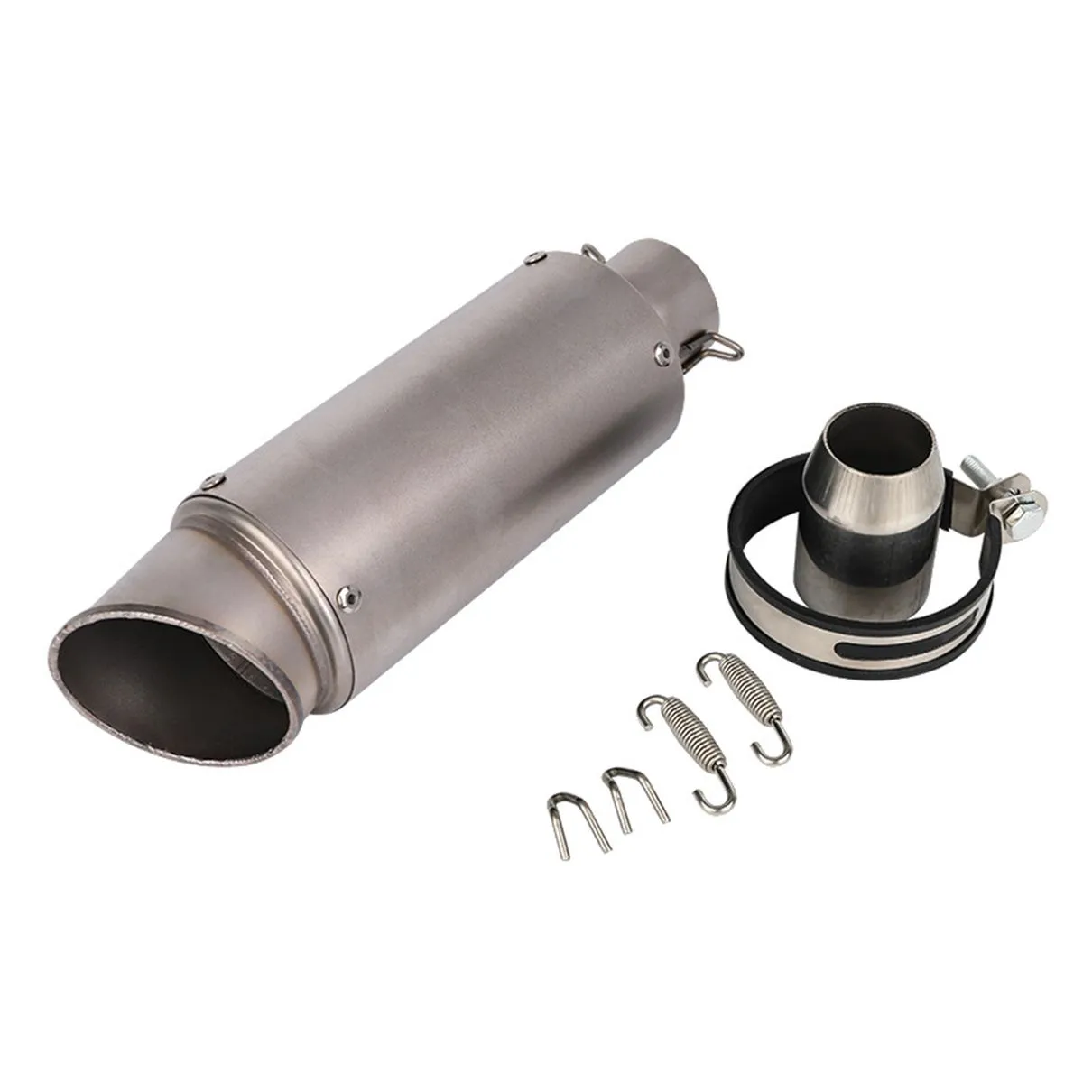 Motorcycle Exhaust 51mm Universal Escape Motorcycle Muffler Pipe - Silver