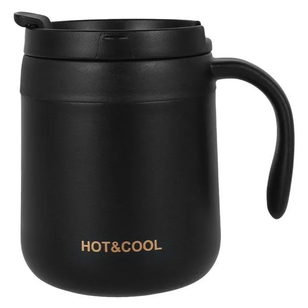 500ml Stainless Steel Insulated Thermal Mug Travel Cup - Black