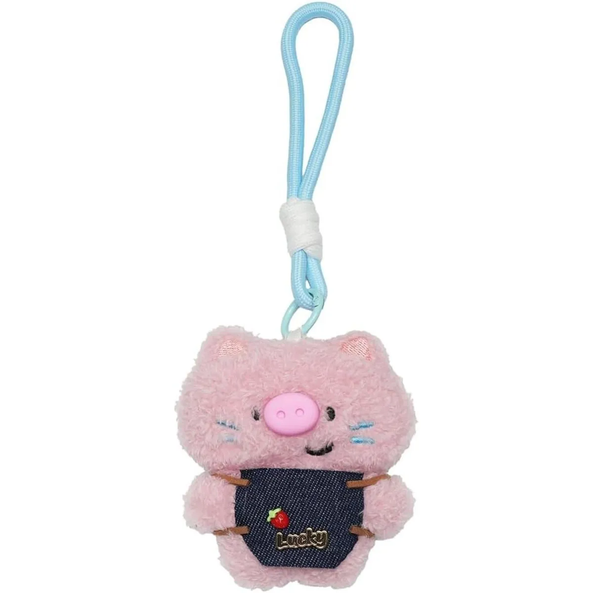 Cute Pig Plush Keychain With Braided Rope