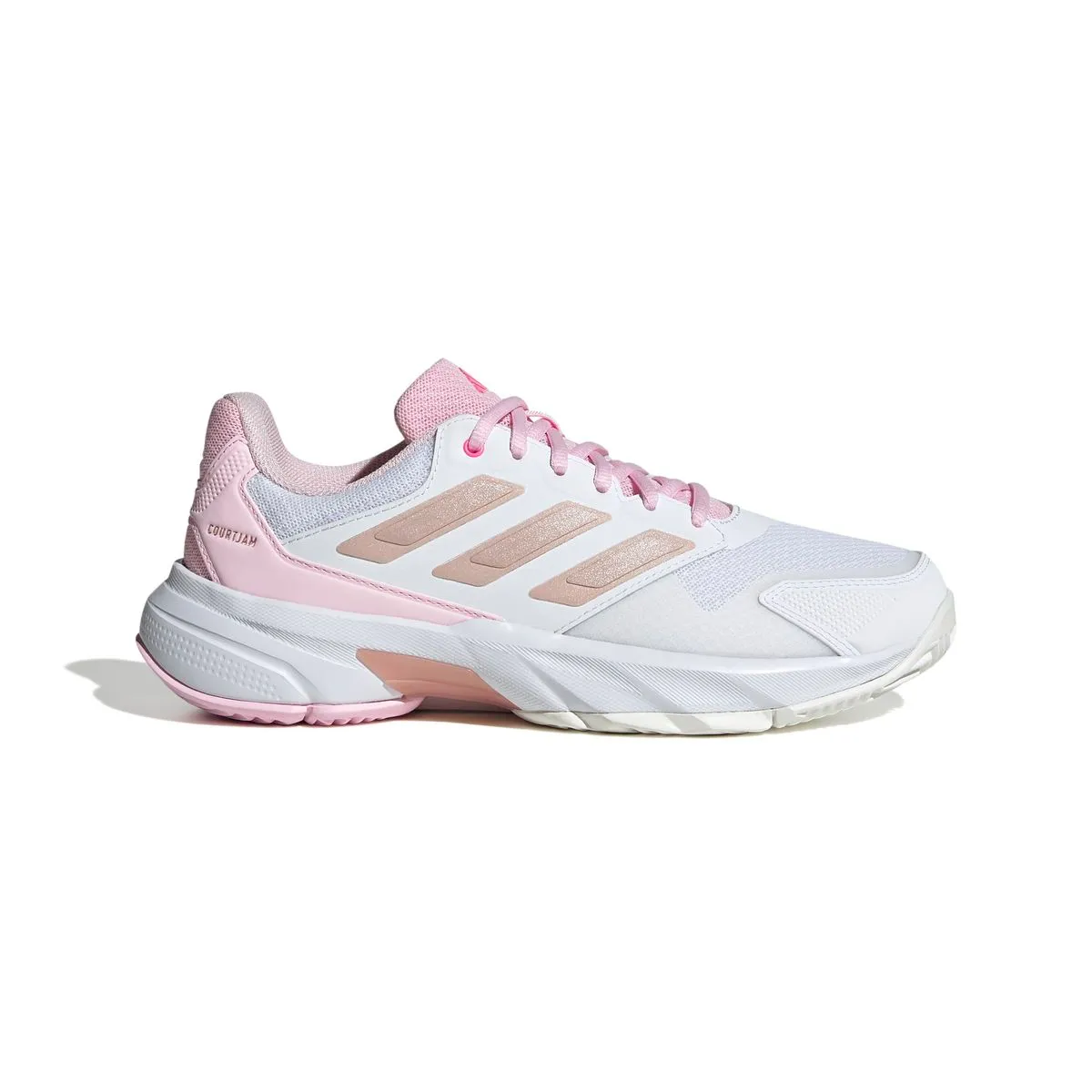 adidas Women's Courtjam Control 3 Tennis Shoes - White/Silver Metallic/Pink - UK 9