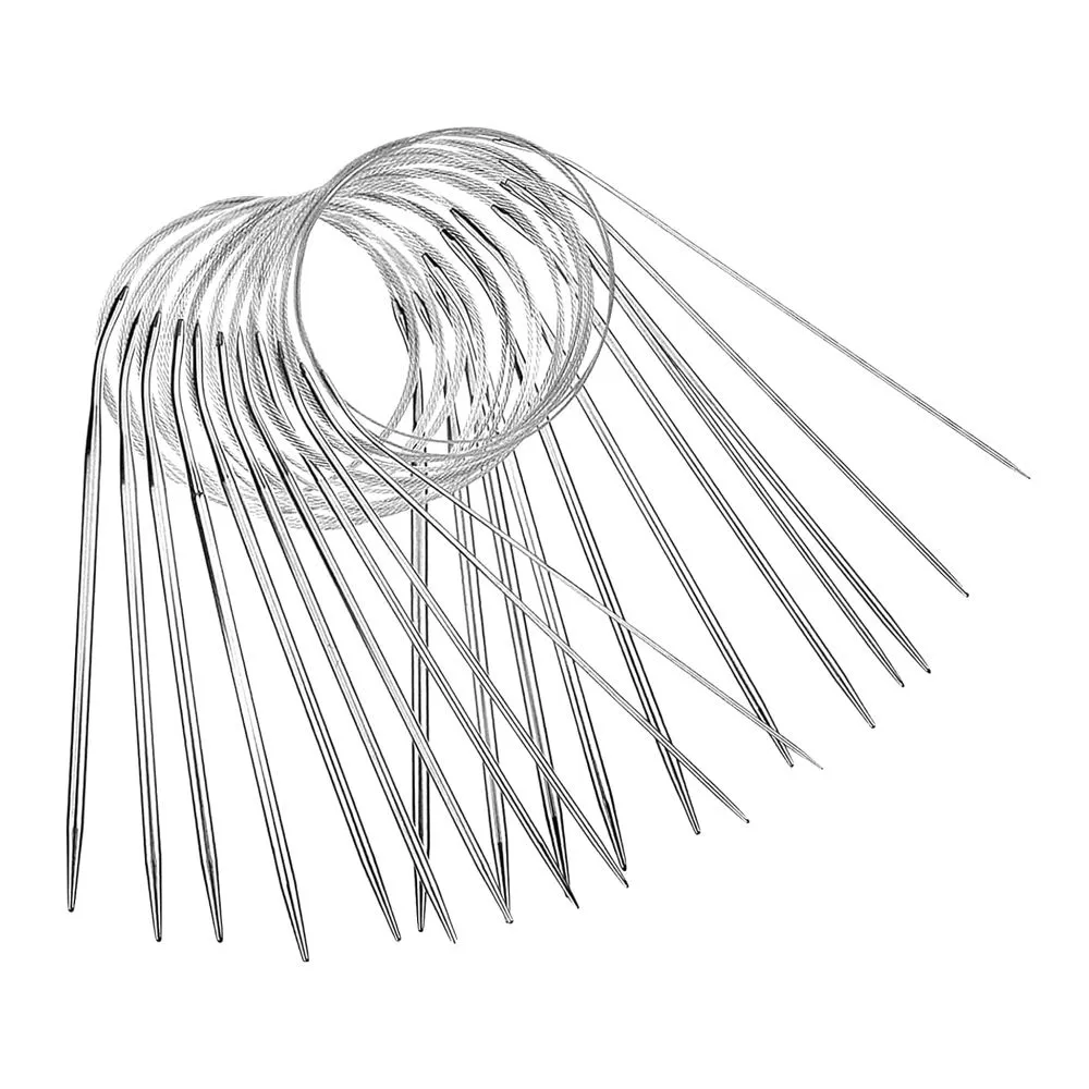 Craft 11Pcs Stainless Steel Circular Crochet Knitting Needles -80cm