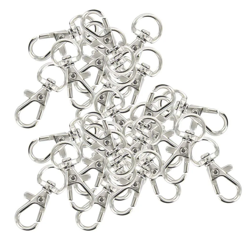 30 Pieces Swivel Carabiners Keychain Silver Color