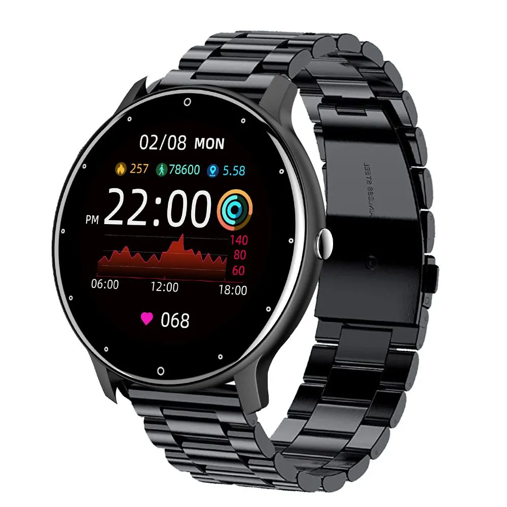 Smart Watch with Multiple Sports Modes Heart Rate/Blood Oxygen/Blood Pressure Monitor - Black