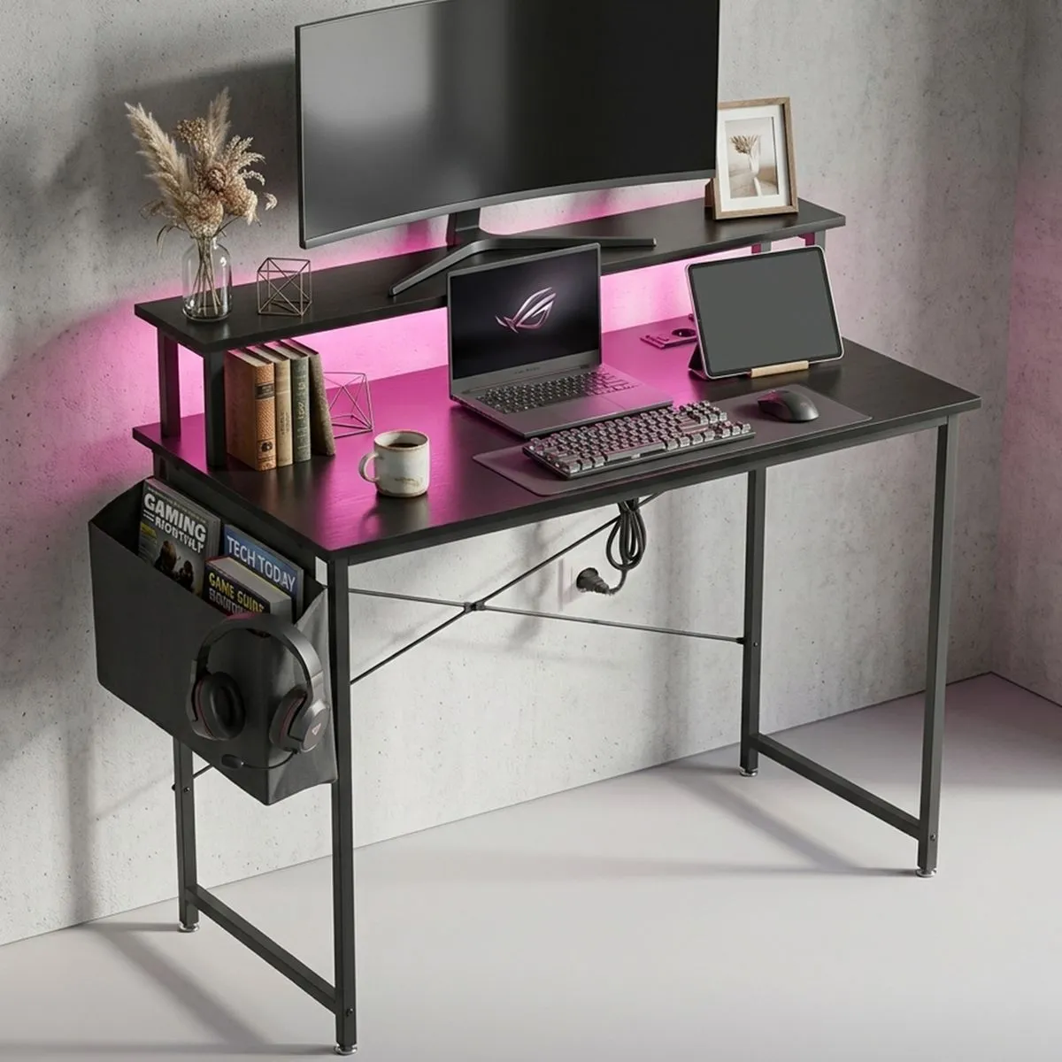 Work Desk Small Office Study Table Gaming Desk Power Outlets