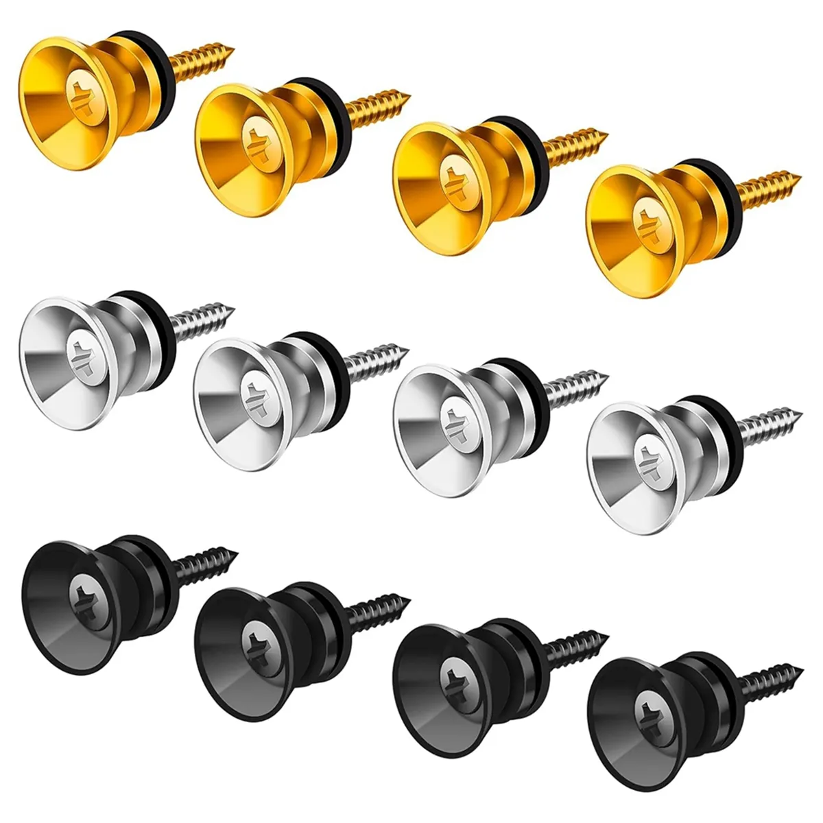 12Pcs Guitar Strap Locks Buttons Metal End Pins with Mounting Screws for Ac