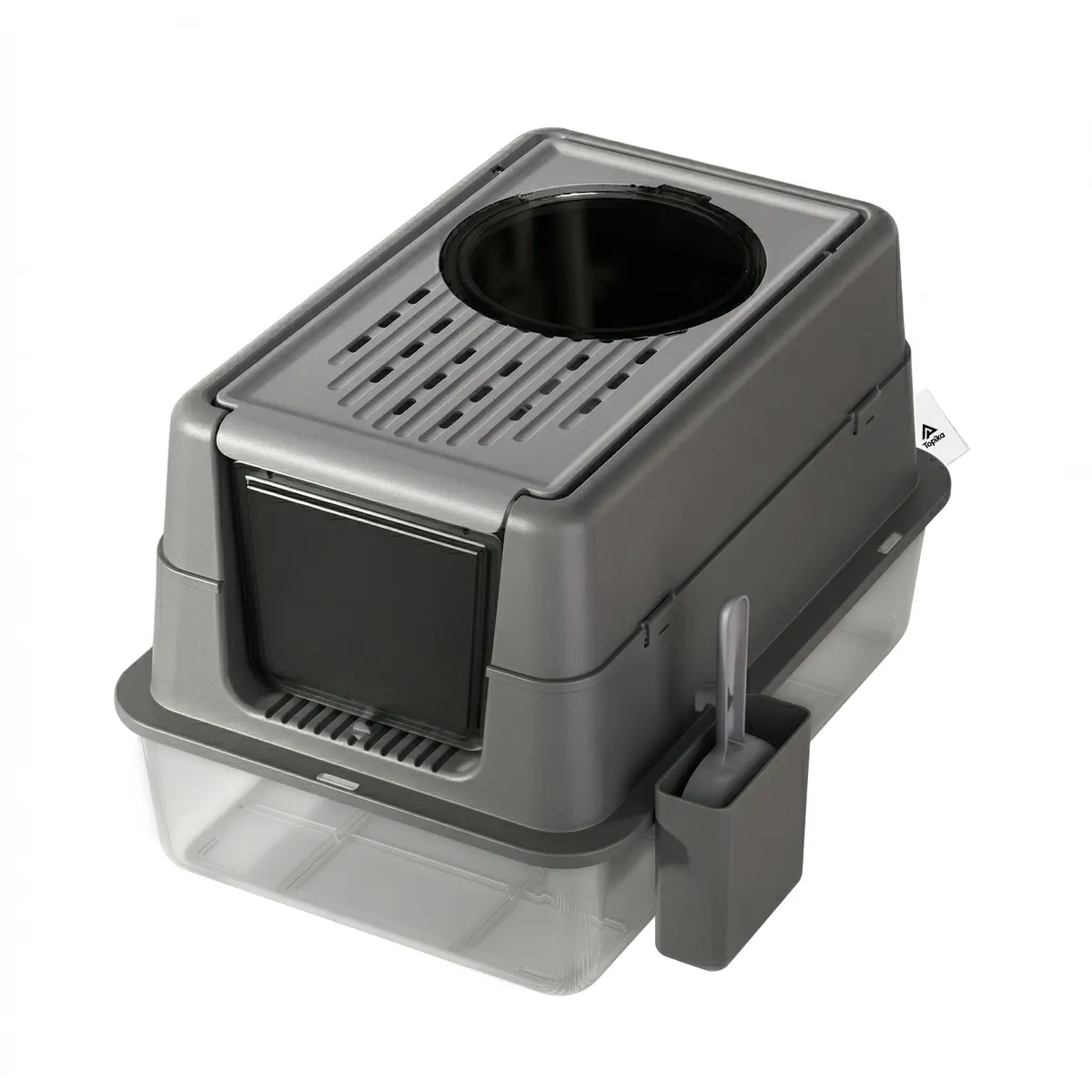 Topika Litter Box Stainless Steel Dual Entry Enclosed Cat Litter Box