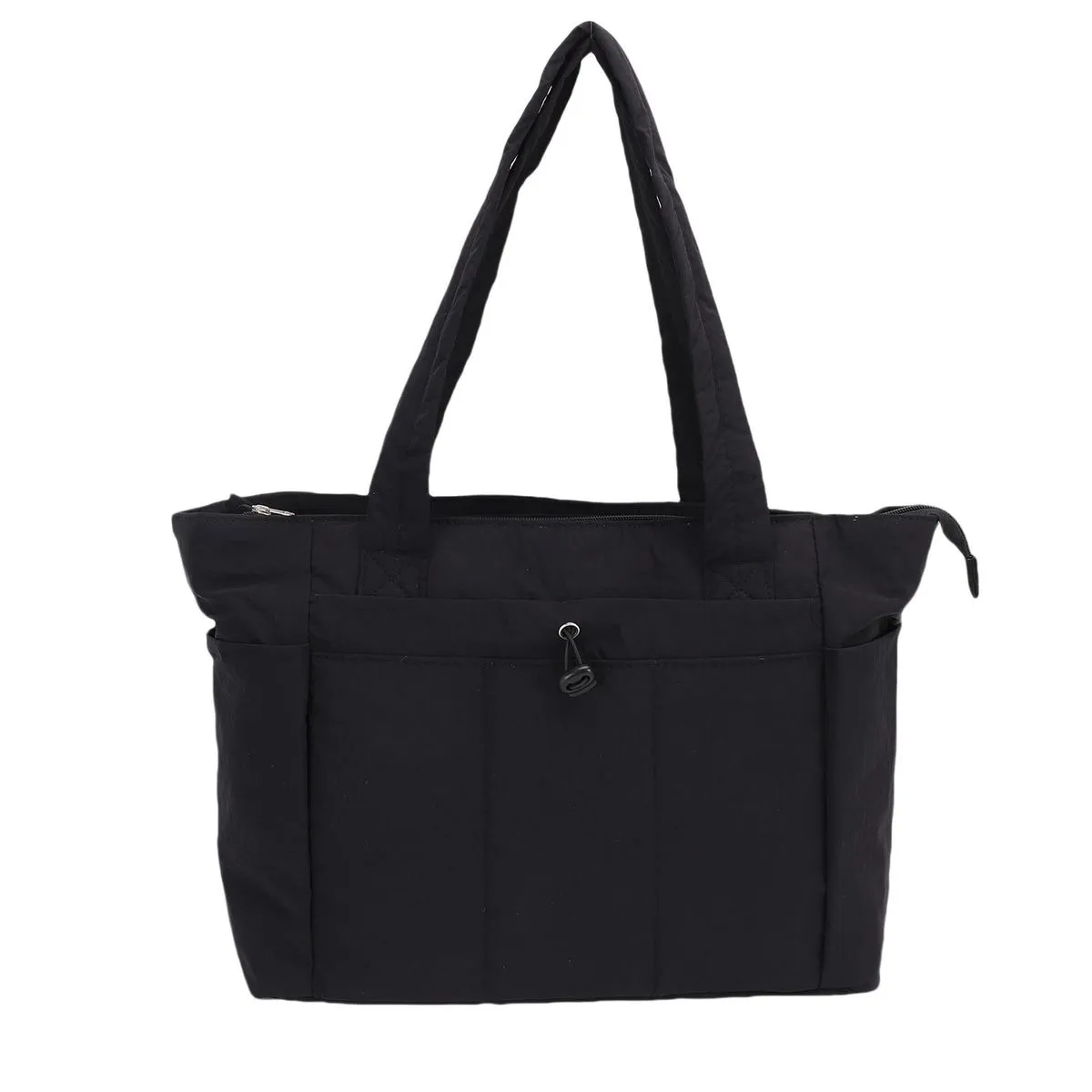 Women Oxford Laptop Tote Bag Lightweight Padded Zipper - Black