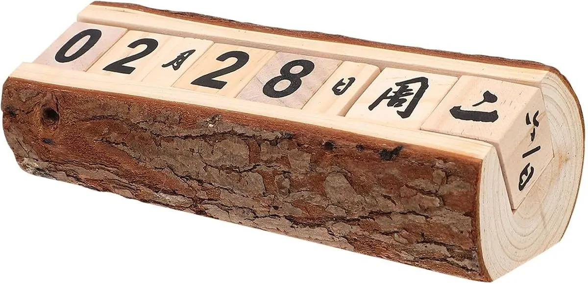 Rustic Wooden Perpetual Desk Calendar Vintage Home Office Decor Daily Plan